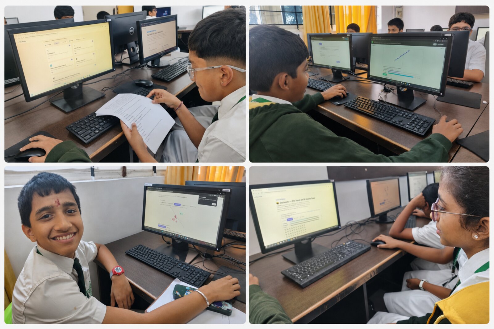 Students in a computer lab using the From Play to Abstraction AI Lab website